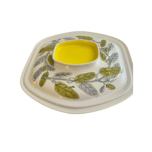 VTG MCM Poole Yellow Herb Garden Sage Casserole Dish 2.5 Quart Rectangular Lid - Picture 8 of 11